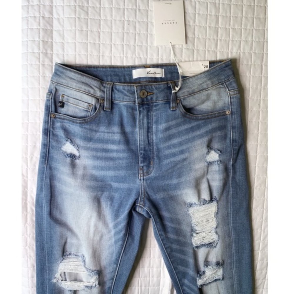 NWT Kancan Distressed Mid Rise Ankle Skinny Jeans - Picture 5 of 7